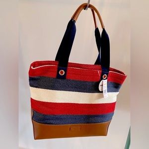 Crown & Ivy Catherine Large Striped Tote ✨ Red White Blue | vintage
